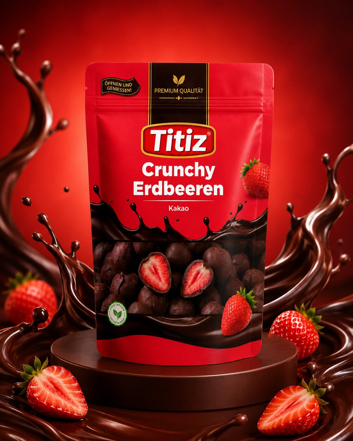 Titiz Crunchy Erdbeeren mit Kakao – 100 g