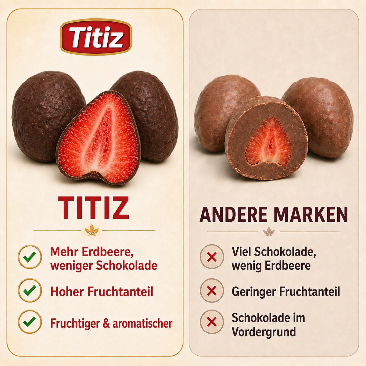 Titiz Crunchy Erdbeeren mit Kakao – 100 g