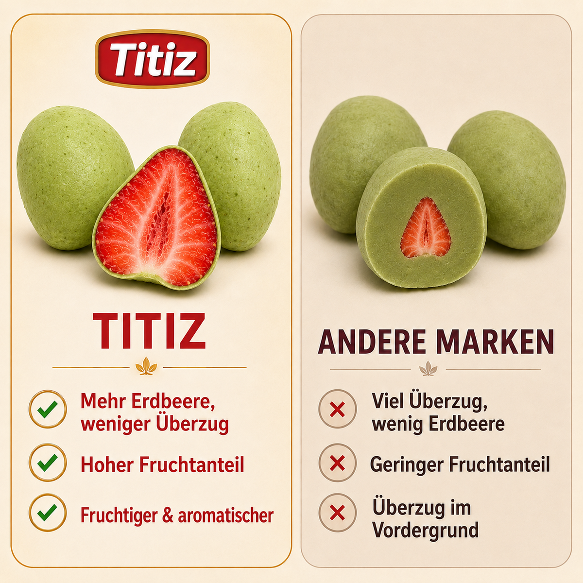 Titiz Crunchy Erdbeeren mit Matcha – 100 g