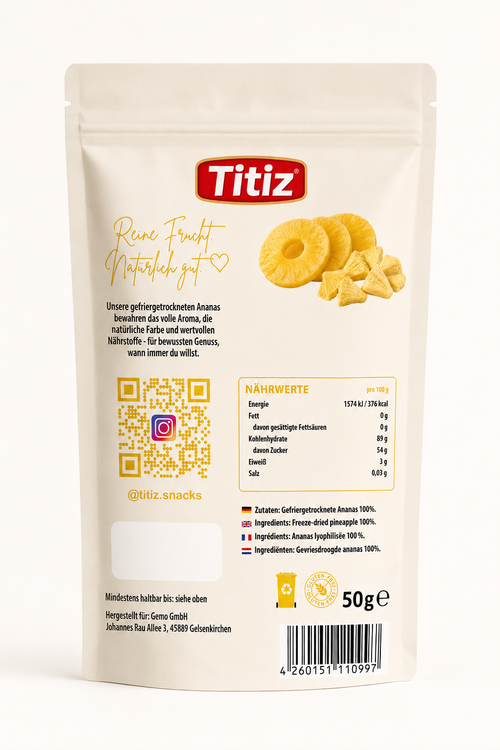 Gefriergetrocknete Ananas - 50g