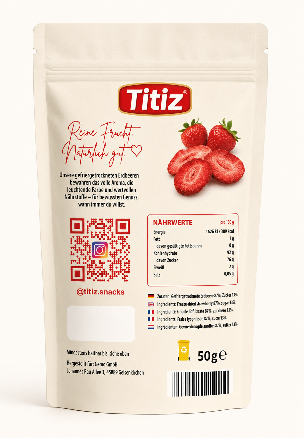 Gefriergetrocknete Erdbeere - 50g