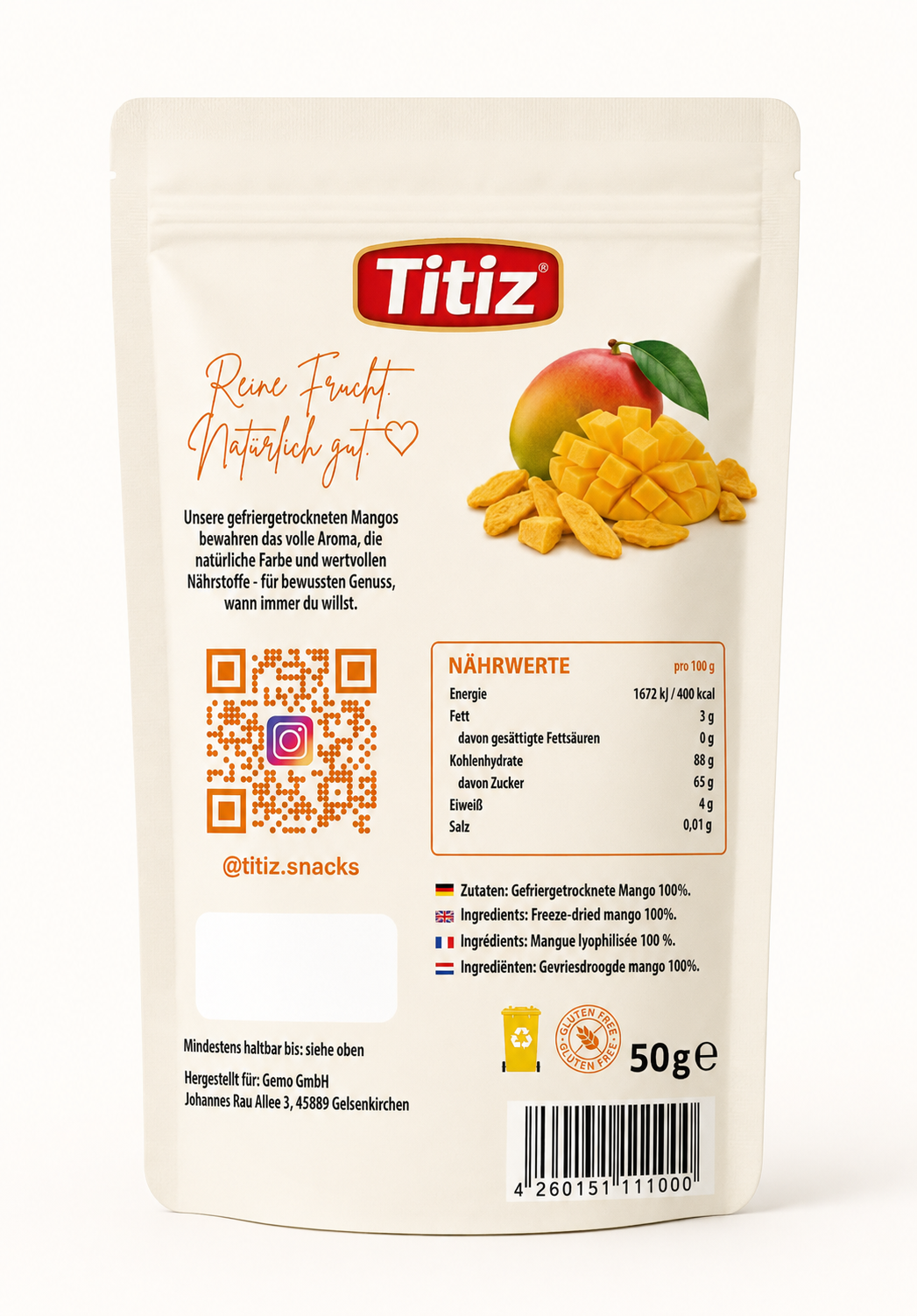 Gefriergetrocknete Mango - 50g